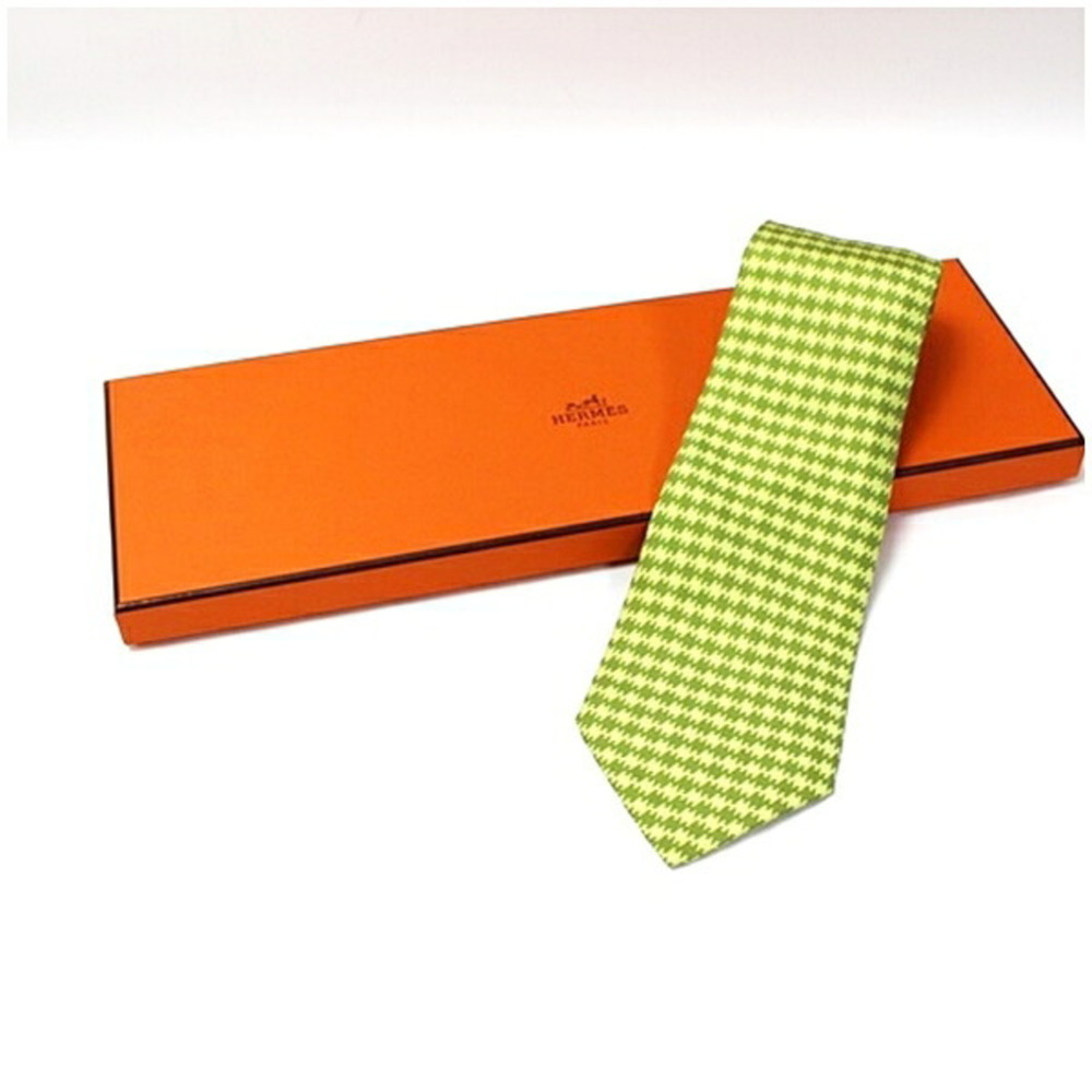 Hermes Silk Tie, Houndstooth Pattern, HERMES Men's